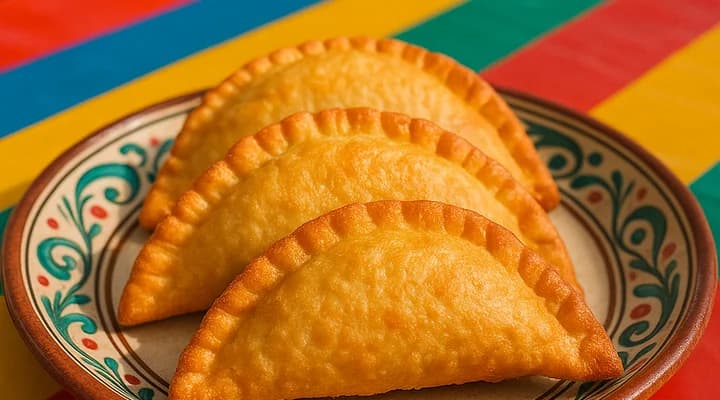 Golden empanadas on traditional Panamanian plate - Perfect for WhatsApp sales